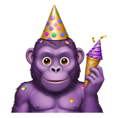 purple ape with birthday cone and cobfetti sticker