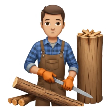 Homme scie du bois de poêle sticker