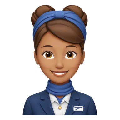  flight attendant, Light Brown skin, brown hair in a bun, neck scarf sticker