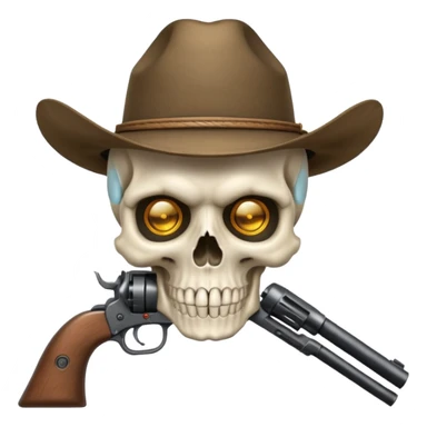 A skull with a vowboy hat and a gun whith a scope sighn on his eye and min holding the gun rember skull sticker