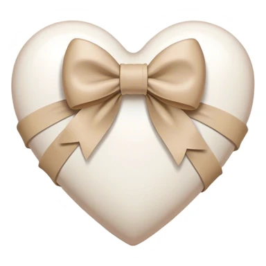white heart with beige bow sticker