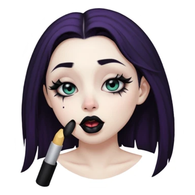 Goth girl with her eyes rolled up and towards her nose and her tongue sticking out doing uwu face sticker
