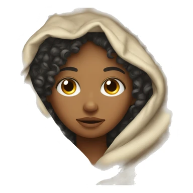 Curly head girl snuggled in a blanket  sticker