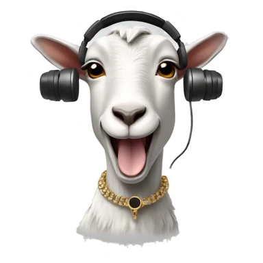 goat with headphones and a necklace singing with a microphone  sticker