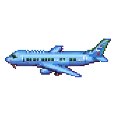 an airplane taking off, pixel art style sticker