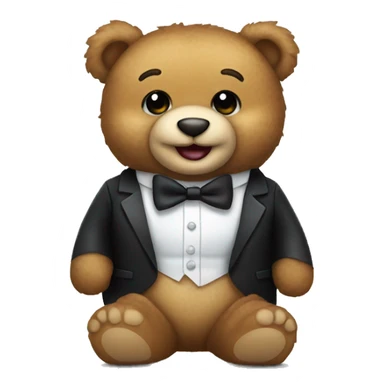 teddy bear wearing a tuxedo and smiling sticker