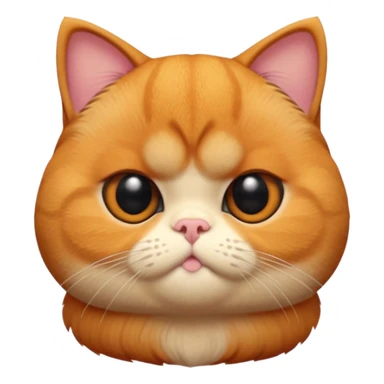 A 3D cartoon orange-ginger Exotic Shorthair cat with flat face, expressive eyes, soft fur sheen, cinematic Memoji rendering. sticker