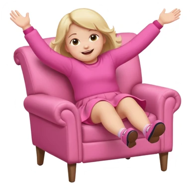 Little Girl fat but not too fat falling off of a chair half in the air chair with pink clothes on standing on chair but fell off sticker