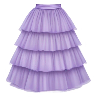 Long lilac tiered tulle skirt, isolated sticker