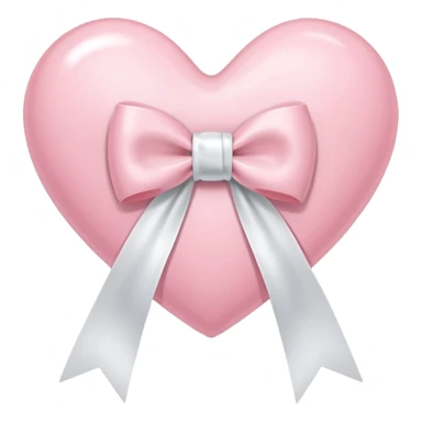 Light pink heart with white ribbon bow sticker