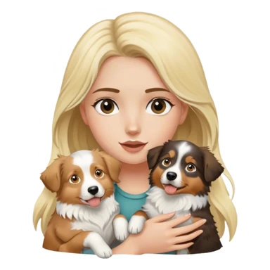 Blonde girl holding two australian shepherds sticker