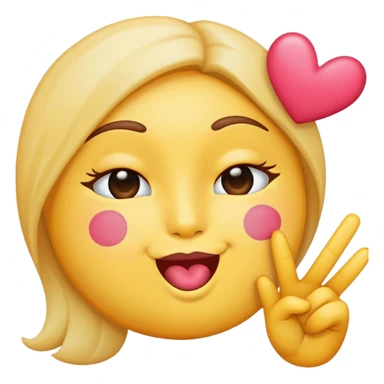 Emoji with kissy face and peace sign sticker