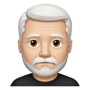 White haired muscled adult man with a black t-shirt. He has white beard with a short goatee. Dark brown eyes and some wrinkles. sticker