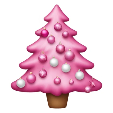 pink christmas tree with pink and white ornaments  sticker