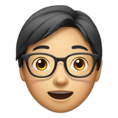 buck-toothede asian girl surprised glasses sticker