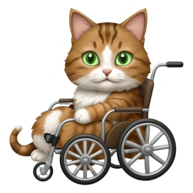 disabled brown tabby and white cat using cat wheelchair sticker