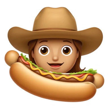A hotdog wearing a cowboy hat sticker