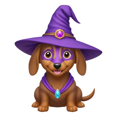Dachshund dog wear purple wicth hat sticker