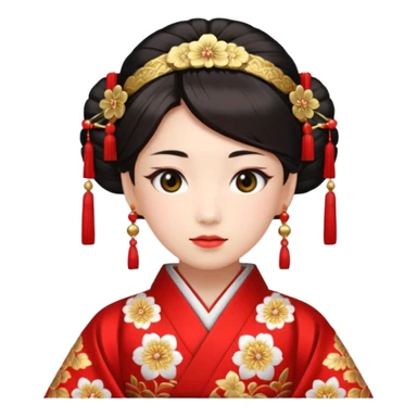 Japanese Princess with in red ceremonial robe kimono sticker