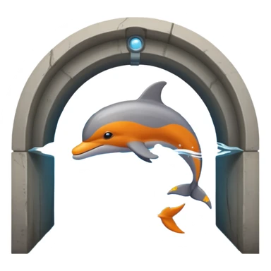 Dolphin swimming through underground tunnel sticker