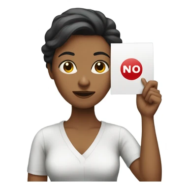 woman holding a sign saying NO  sticker