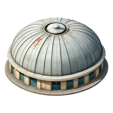 USSR military airplane rounded roof hangar isometry view sticker