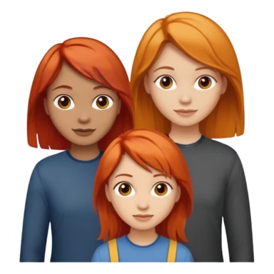 Can you create an image of 3 friends together one with red bright hair light skin one the other with brown hair with some blonde highlights in the hair fair skin the last one with light brown a tint of orange hair sticker