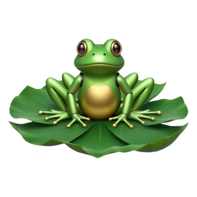 robot frog on lotus leaf sticker