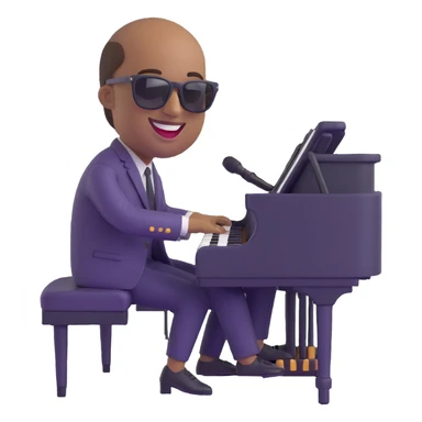 Stevie Wonder emoji, playing piano, sunglasses, big smile sticker