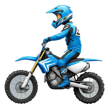Un chico montando un motocross con colores azules  sticker
