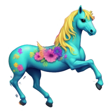 Trippy patchwork Zombie Pegasus unicorn psychedelic flowers floral groovy art neon rave raving sticker