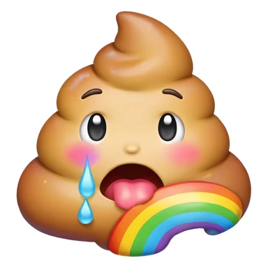 Rainbow poop emoji crying sticker