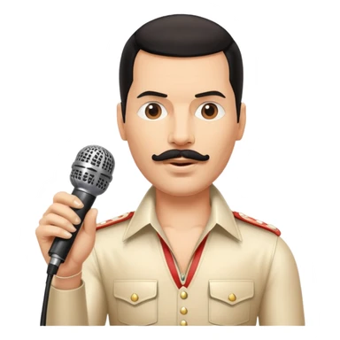 Freddie Mercury with mustache and microphone in iconic pose sticker
