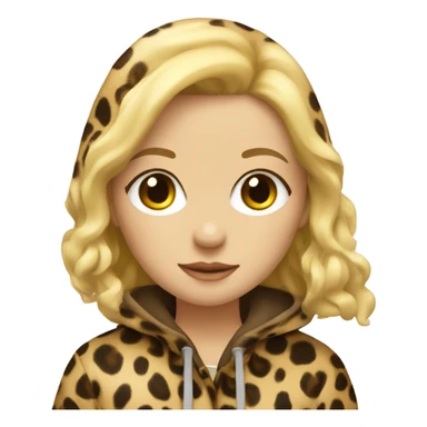 Blonde girl стоит в полный рwearing a raincoat leopard color sticker