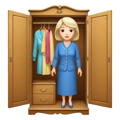 A character from the fairy tale Beauty and the Beast: the middle-aged lady (around 40 years old) who was turned into a wardrobe. She retains the wardrobe's original form, with an anthropomorphic face on the closed cabinet. sticker