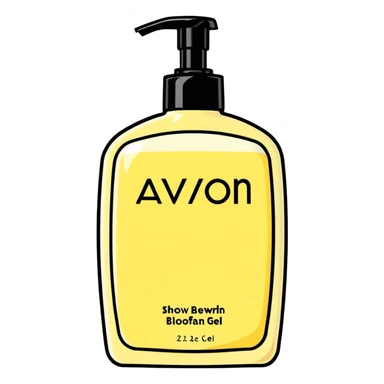 AVON shower gel, body scrub, and loofah sticker