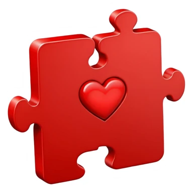 puzzle piece fitting with another and heart sticker