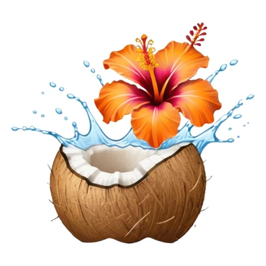 Gradient Orange hibiscus on coconut water splash sticker