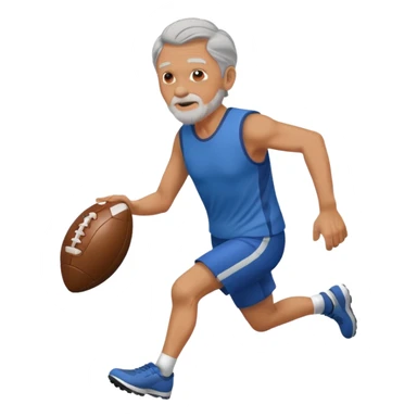 Old man running holding a football sticker