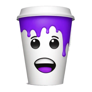 delirious face with white double styrofoam cup filled with purple soda sticker