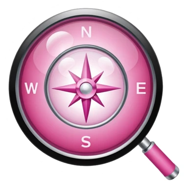 mix light pink dark pink and white girly internet compass logo with a magnifying glass sticker