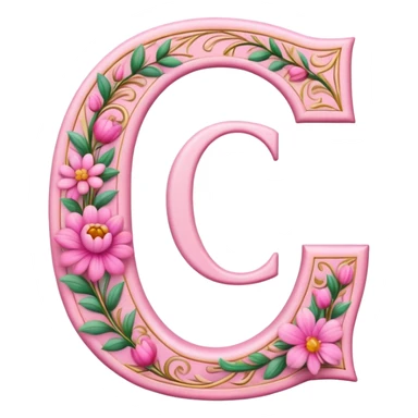 Pink, romantic, flowery, the letter “C” sticker