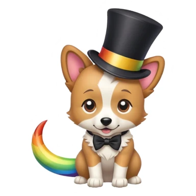 dog with rainbow tail and top hat sticker