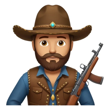  brown cowboy with full beard, sombrero and a ak47 up sticker