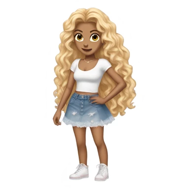 Glinda wearing ripped jeans and short skirt and a Shakira lace up croc top  sticker