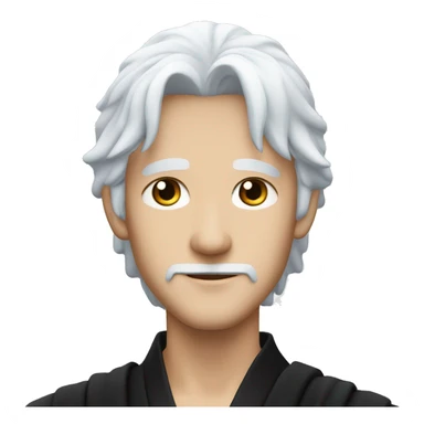 Japanese white haired guy with crystal blue eyes and black robes  sticker