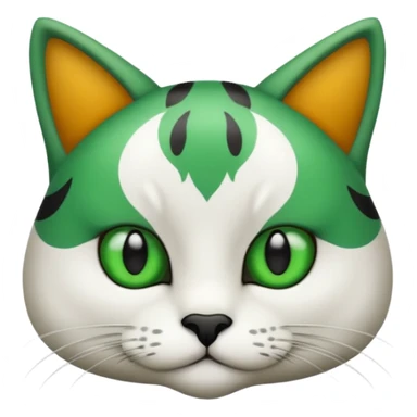 um gato branco com manchas pretas  olho preto e verde sticker