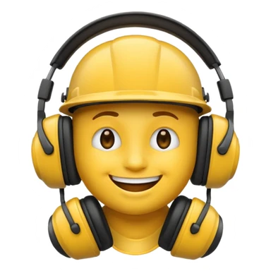 un emoji qui écoute de la musique avec un casque avec un léger sourire sticker