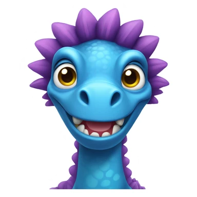 blue dinosaur with long nails and long eyelashes smiling sticker