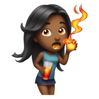 Girl with dark hair chugging fireball  sticker